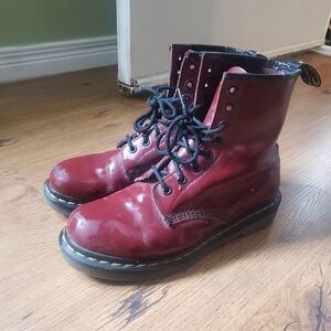 Dr. Martens Burgundy Lace Up Boots